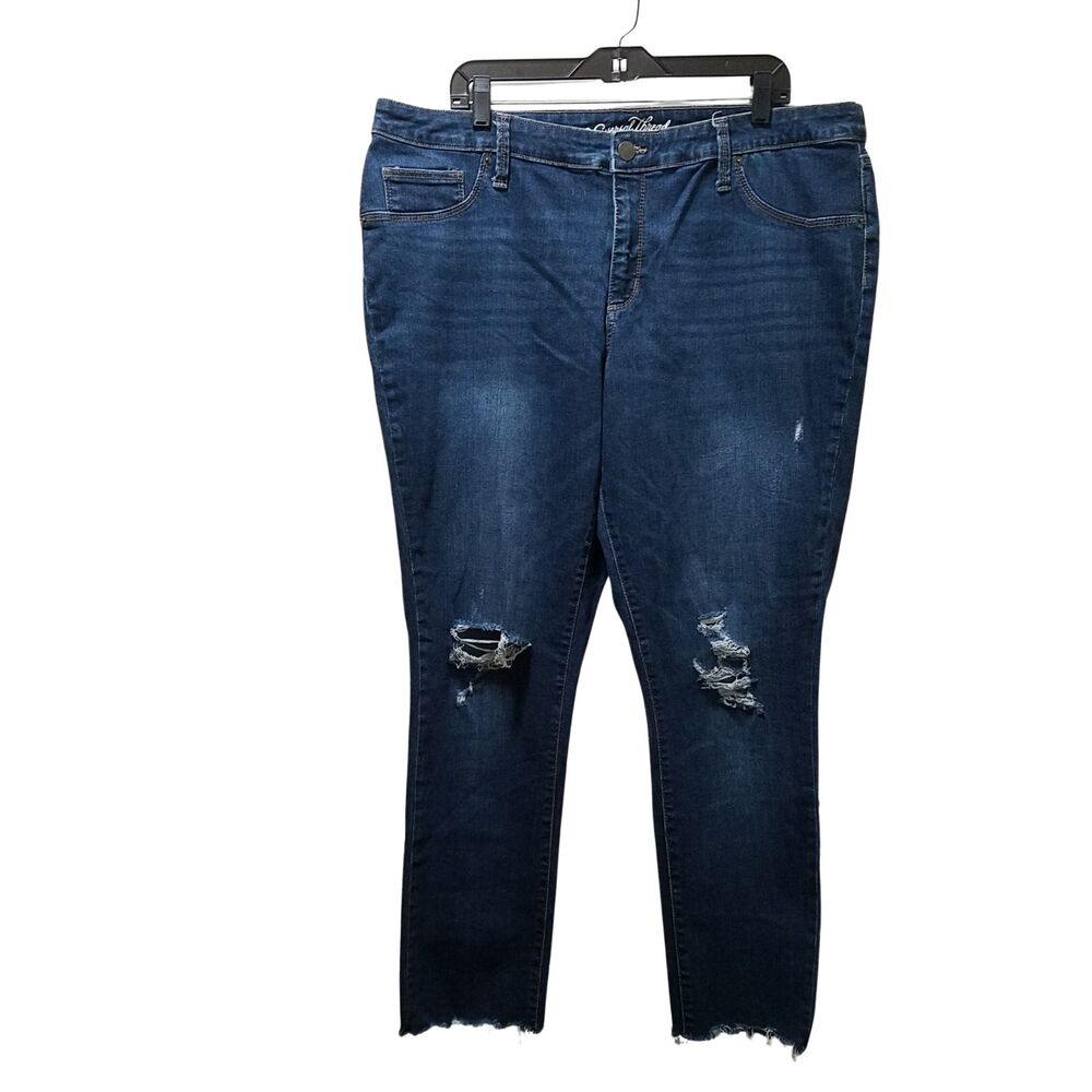 Universal Thread Distressed Blue Denim Jeggings Raw Hem Jeans Size 20W